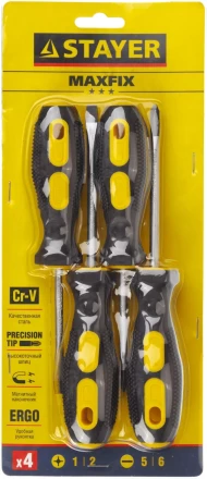 Набор STAYER &quot;MASTER&quot;: Отвертки слесарные, двухкомпонентная рукоятка, магнитный наконечник, 4шт 2513-H4_z01 купить в Челябинске