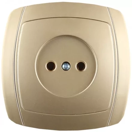 Розетка СВЕТОЗАР &quot;АКЦЕНТ&quot; одинарная в сборе, без заземления, цвет золотой металлик, 16А/~250В SV-54200-GM купить в Челябинске