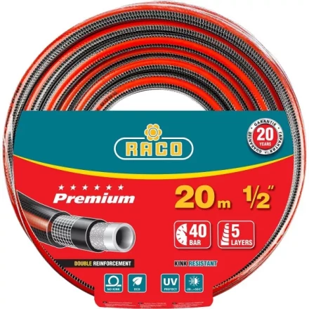 Шланг RACO &quot;PREMIUM&quot; поливочный, 40атм., армированный, 3-х слойный, 1/2&quot;х20м 40300-1/2-20 купить в Челябинске