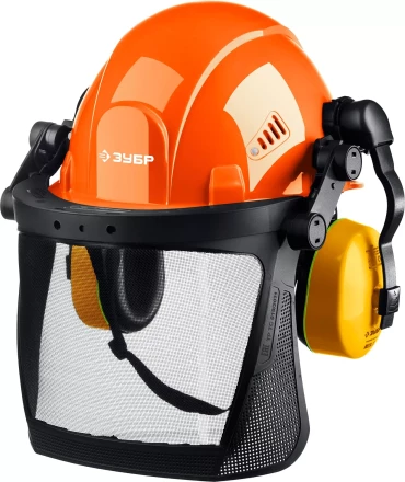ЗУБР ТРИАДА, защитная каска в комплекте с наушниками и защитным сетчатым экраном, Профессионал (11099) купить в Челябинске