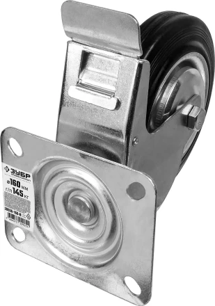 ЗУБР d 160 мм, г/п 145 кг, игольчатый подшипник, резина/металл, поворотное колесо c тормозом, Профессионал (30936-160-B) купить в Челябинске