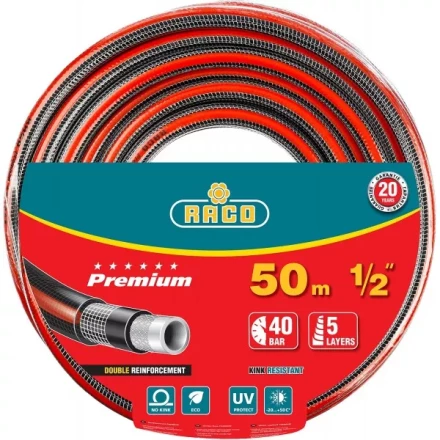 Шланг RACO &quot;PREMIUM&quot; поливочный, 40атм., армированный, 3-х слойный, 1/2&quot;х50м 40300-1/2-50 купить в Челябинске