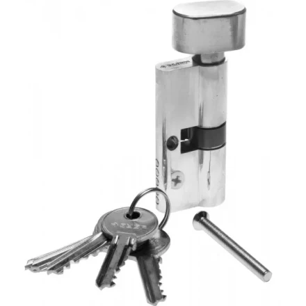 Механизм ЗУБР &quot;МАСТЕР&quot; цилиндровый, тип &quot;ключ-защелка&quot;, цвет хром, 5-PIN, 70мм 52103-70-2 купить в Челябинске
