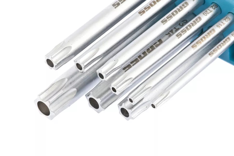 Набор ключей имбусовых TORX-TT T10-T50 удлиненные S2 сатинированные 9 шт Gross 16407 купить в Челябинске