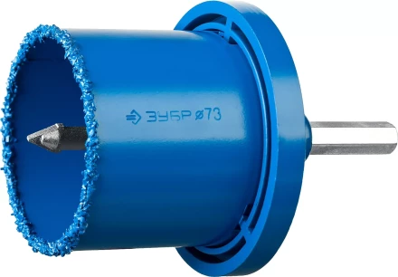 Набор кольцевых коронок ЗУБР &quot;ПРОФЕССИОНАЛ&quot; c карбид-вольфрамовым нанесением, 6 предм. в кейсе: коронки O 33, 53, 67, 73 мм, основание, сверло 33350-H6_z01 купить в Челябинске