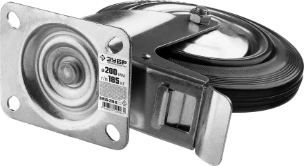 ЗУБР d 200 мм, г/п 185 кг, игольчатый подшипник, резина/металл, поворотное колесо c тормозом, Профессионал (30936-200-B) купить в Челябинске