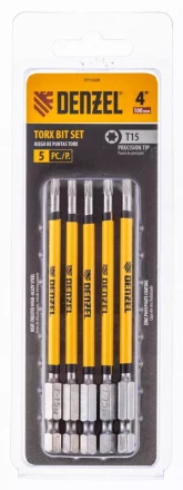 Бита T15x100 мм, 5 шт. Denzel 7711329 купить в Челябинске
