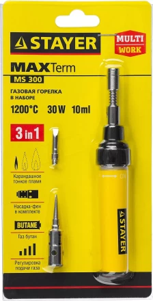 Газовая горелка STAYER &quot;MASTER&quot;, 3в1, регулировка пламени, 2 насадки, 1200С 55506-H4 купить в Челябинске