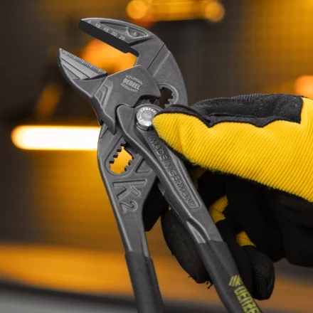 Клещи переставные Denzel 17910, кнопочный механизм, обливные рукоятки, сантехнические, 250 мм купить в Челябинске