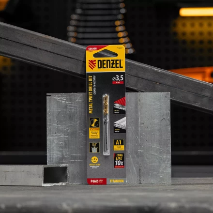 Сверло спиральное по металлу 3,5 x 70 мм, Р6М5, Golden Tip , 2шт. Denzel 718227 купить в Челябинске