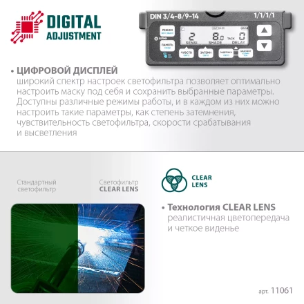 Маска сварщика с автоматическим светофильтром 11061 купить в Челябинске