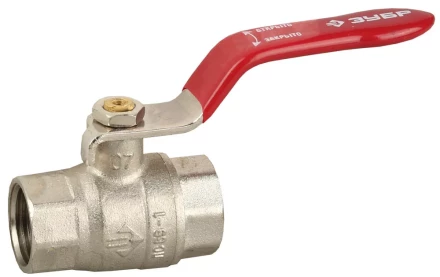 Кран ЗУБР шаровой 5/4&quot; полнопроходной &quot;мама-мама&quot;, ручка, никелированная латунь 51350-N-5/4 купить в Челябинске