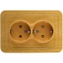 Розетка СВЕТОЗАР &quot;ГАММА&quot; с заземлением, двойная, цвет ольха, 16А/~250В SV-54107-A купить в Челябинске