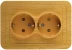 Розетка СВЕТОЗАР &quot;ГАММА&quot; с заземлением, двойная, цвет ольха, 16А/~250В SV-54107-A купить в Челябинске