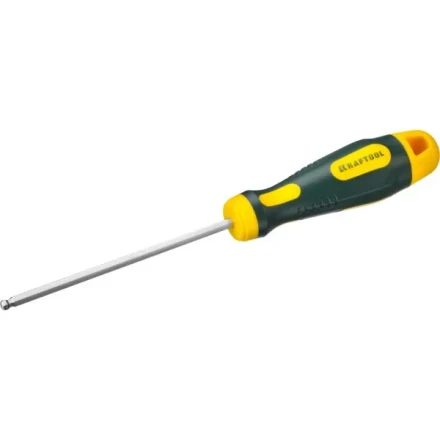 Отвертка KRAFTOOL, Cr-Mo-V сталь, двухкомпонентная противоскользящая рукоятка, HEX, №4x100мм 250075-4-100 купить в Челябинске