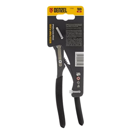 Клещи переставные Denzel 17905, кнопочный механизм, обливные рукоятки, 180 мм купить в Челябинске