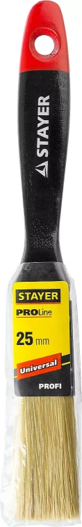 Кисть плоская STAYER "UNIVERSAL-PROFI", светлая натуральная щетина, деревянная ручка, 25мм 0104-025 купить в Челябинске