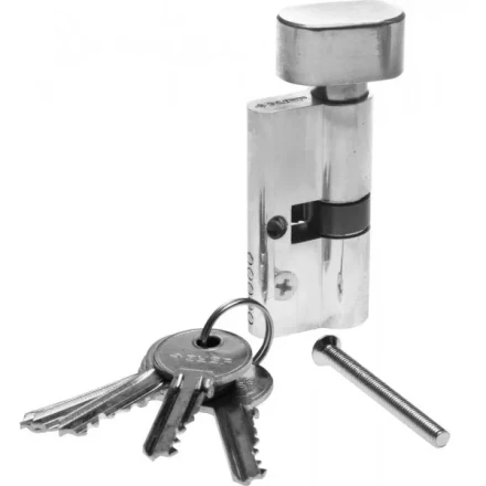 Механизм ЗУБР &quot;МАСТЕР&quot; цилиндровый, тип &quot;ключ-защелка&quot;, цвет хром, 5-PIN, 60мм 52103-60-2 купить в Челябинске