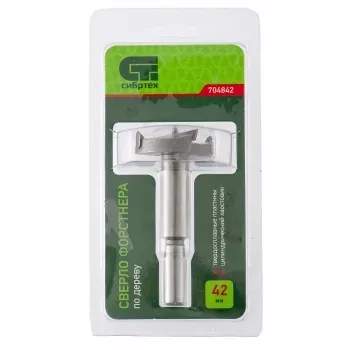 Сверло Форстнера по дереву 42 мм цилиндрический хвостовик СИБРТЕХ 704842 купить в Челябинске