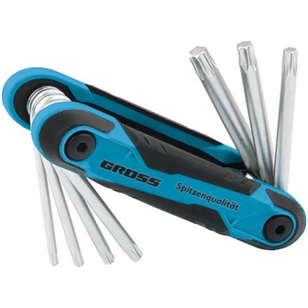 Набор ключей имбусовых Tamper-Torx TT10-TT40 CrV складные 7 шт Gross 16413 купить в Челябинске