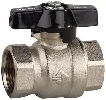 Кран шаровой ЗУБР полнопроходной &quot;мама-мама&quot;, бабочка, хромиров латунь, 1/2&quot; 4-51323-C-1/2 купить в Челябинске