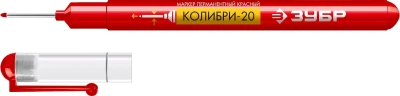 ЗУБР Колибри-20 красный, наконечник L 20 мм,  2 мм, перманентный маркер для отверстийл (06328-3)