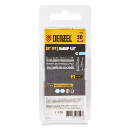 Бита SL5,0х50, сталь S2, шестигранный профиль, 2 шт. Е 6,3 Denzel 11658 купить в Челябинске