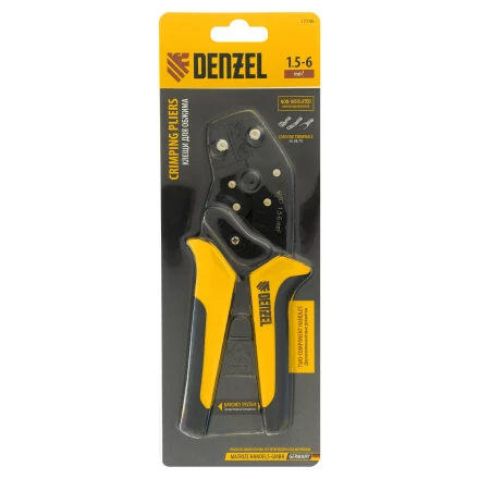 Клещи для обжима неизолированных наконечников НК и НВ, разъемов РП, 1,5 - 6 мм2 Denzel 17746 купить в Челябинске