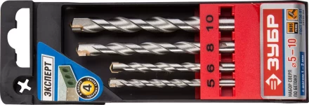 Набор ЗУБР Сверла по бетону ударные, 5-6-8-10 мм, пластиковый бокс, 4 шт 29140-H4 купить в Челябинске