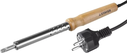 Паяльник с деревянной рукояткой и долговечным жалом, STAYER &quot;MASTER&quot; MAXTerm, 55310-100, 100 Вт, клин 55310-100 купить в Челябинске