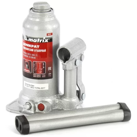 Домкрат гидравлический бутылочный телескопический 2 т подъем 170-380 мм MATRIX 50741 купить в Челябинске