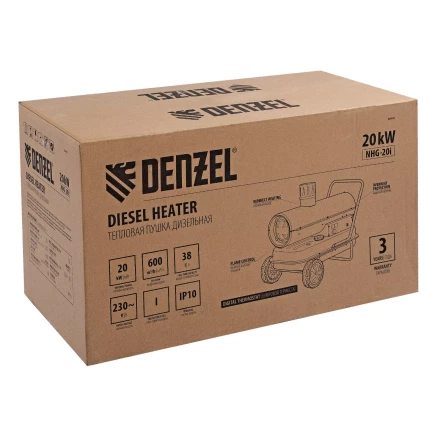 Дизельная тепловая пушка Denzel NHG-20i, 20 кВт, 600 м3/ч, непрямой нагрев, цифровой термостат купить в Челябинске
