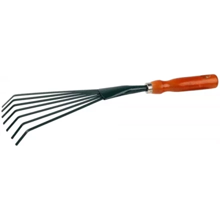 Грабельки GRINDA веерные с плоскими зубцами, из углеродистой стали с деревянной ручкой, 390 мм 8-421253_z01 купить в Челябинске