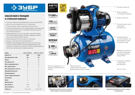 Насосная станция корпус из нержавеющей стали НАС-Т5-900-С серия ПРОФЕССИОНАЛ купить в Челябинске
