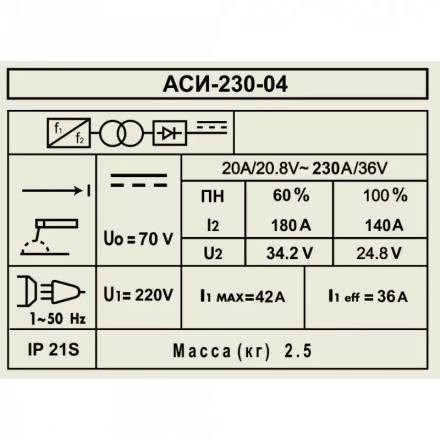 Аппарат сварочный инверторный Диолд АСИ 230-04 купить в Челябинске
