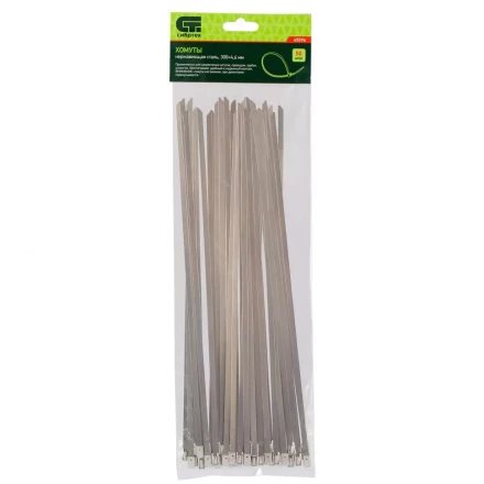 Хомуты 300 х 4,6 мм нержавеющая сталь 50 шт Сибртех 45596 купить в Челябинске