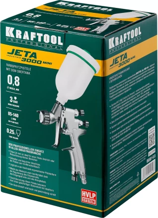 Краскопульт пневматический KRAFTOOL &quot;PRO&quot; Jeta 3000 mini, HVLP, c верхним бачком, 0,8мм 06561-0.8 купить в Челябинске