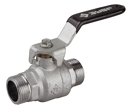 Кран шаровой ЗУБР полнопроходной &quot;папа-папа&quot;, ручка, хромиров латунь, 3/4&quot; 4-51322-C-3/4 купить в Челябинске