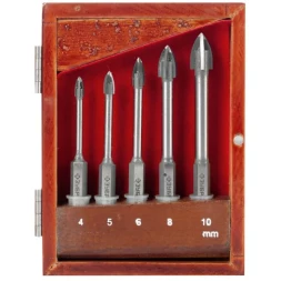 Набор ЗУБР "ПРОФЕССИОНАЛ": Сверла по кафелю, керамике, с четырьмя режущими лезвиями 4, 5, 6, 8, 10мм, 5шт 29845-H5_z01