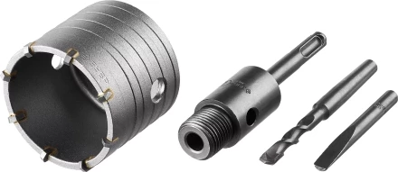 Коронка ЗУБР буровая, коническая посадка центрирующего сверла, SDS-Plus хвостовик, в сборе, 68мм 2918-68_z01 купить в Челябинске