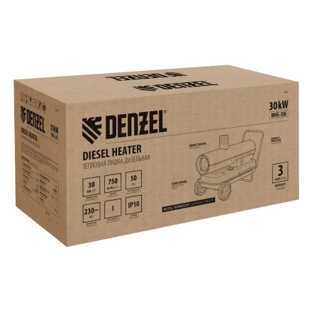 Дизельная тепловая пушка Denzel NHG-30i, 30 кВт, 750 м3/ч, непрямой нагрев, цифровой термостат купить в Челябинске