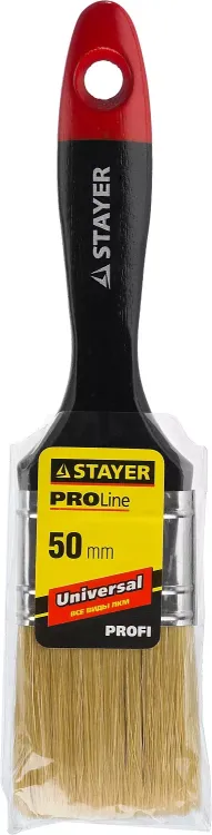 Кисть плоская STAYER "UNIVERSAL-PROFI", светлая натуральная щетина, деревянная ручка, 50мм 0104-050 купить в Челябинске