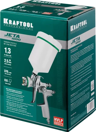 Краскопульт пневматический KRAFTOOL &quot;PRO&quot; Jeta 1000, HVLP, c верхним бачком, 1,3мм 06559-1.3 купить в Челябинске