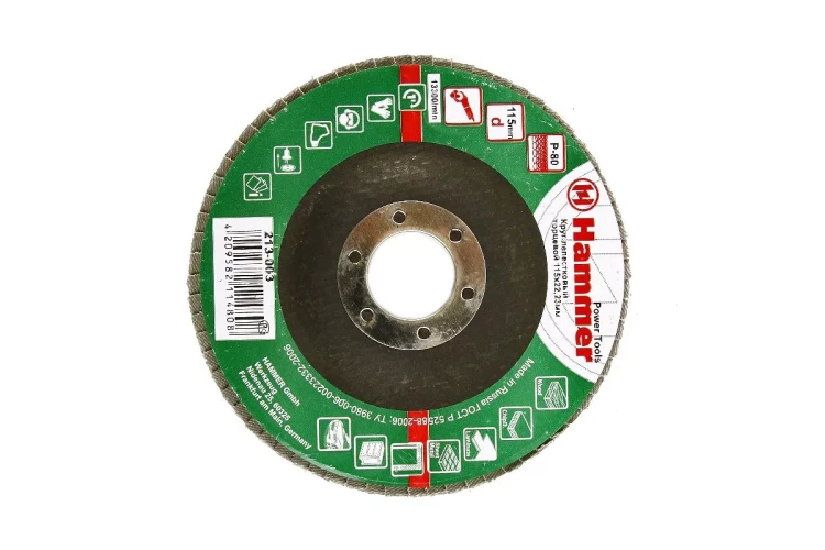 Круг Лепестковый Торцевой (КЛТ) HAMMER КЛТ 1 Ф115х22 Р80 213-003 купить в Челябинске
