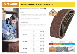 Лента шлифовальная бесконечная ЗУБР "СТАНДАРТ" на тканевой основе, для ЛШМ, P80, 75х533мм, 5 шт 35342-080