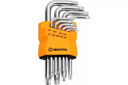Набор ключей имбусовых Вихрь Torx , 9 шт, T10-T50 73/6/5/12 купить в Челябинске