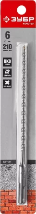 Бур по бетону SDS-Plus ЗУБР &quot;МАСТЕР&quot;, 2 резца, спираль 4С, 6х210мм 29315-210-06 купить в Челябинске