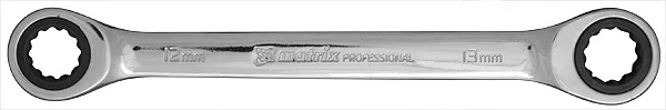 Ключ накидной трещоточный 14х15мм CrV зеркальный хром MATRIX PROFESSIONAL 14504 купить в Челябинске