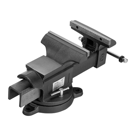 Тиски слесарные BVH-200, 200 мм, поворотные, стальная направляющая, с наковальней //Denzel 18686 купить в Челябинске