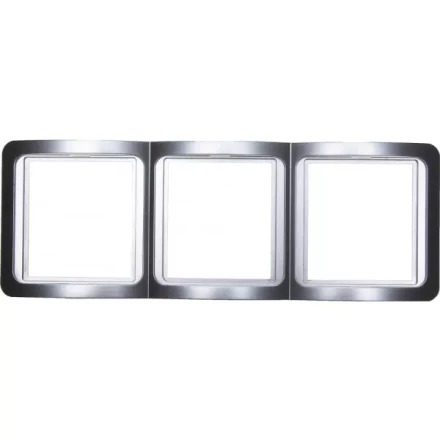 Панель СВЕТОЗАР &quot;ГАММА&quot; накладная, вертикальная, цвет светло-серый металлик, 3 гнезда SV-54149-SM купить в Челябинске